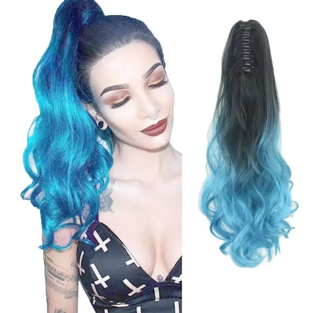 Braiding Hair Kanekalon - Soowee synthétique bouclés Ombre bleu griffe