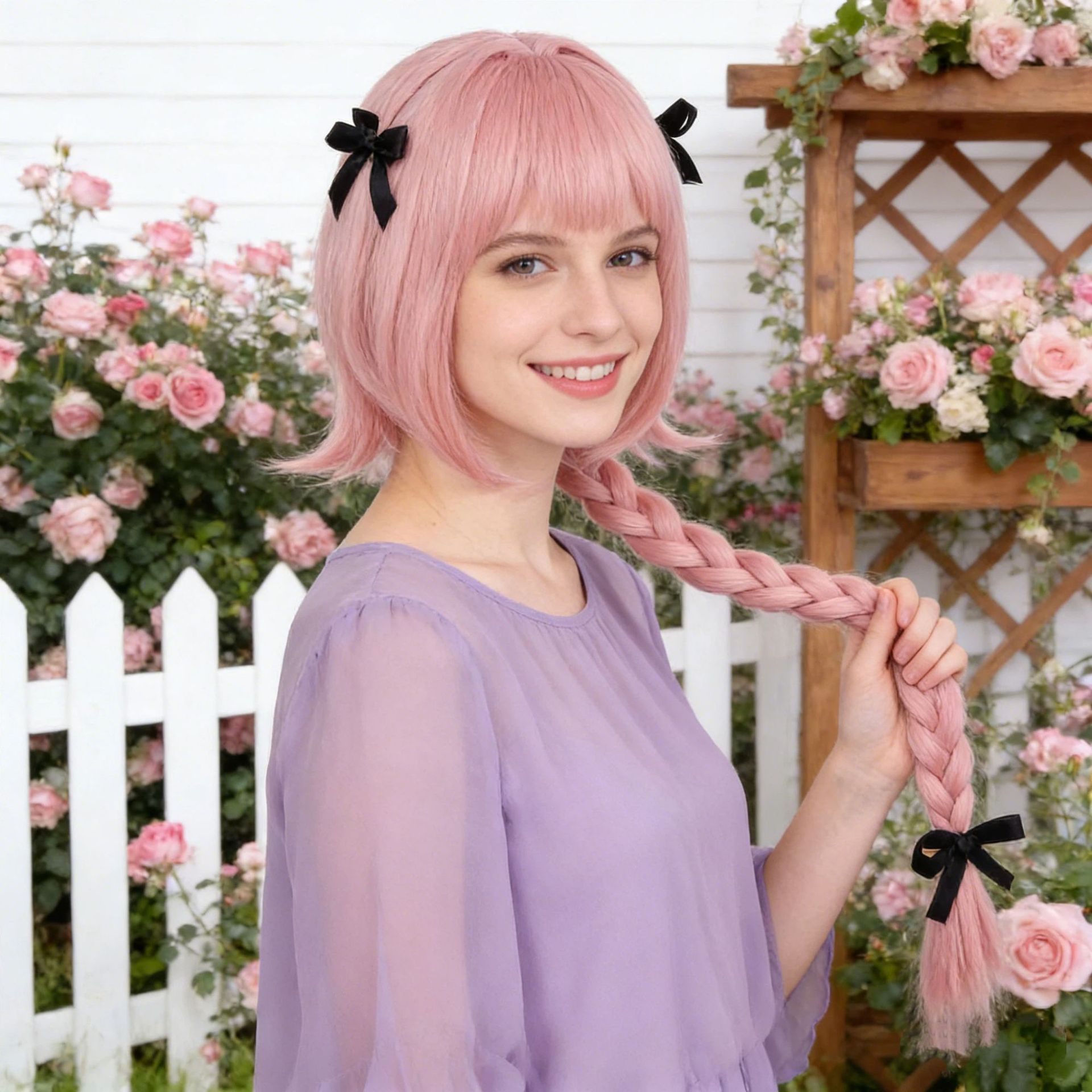 Braiding Hair Kanekalon - Perruque longue tressée rose ombré synthétique