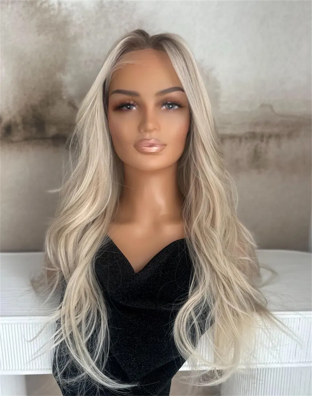 Hair Care Wavy Hair - Perruque Lace Front Wig ondulée blonde,